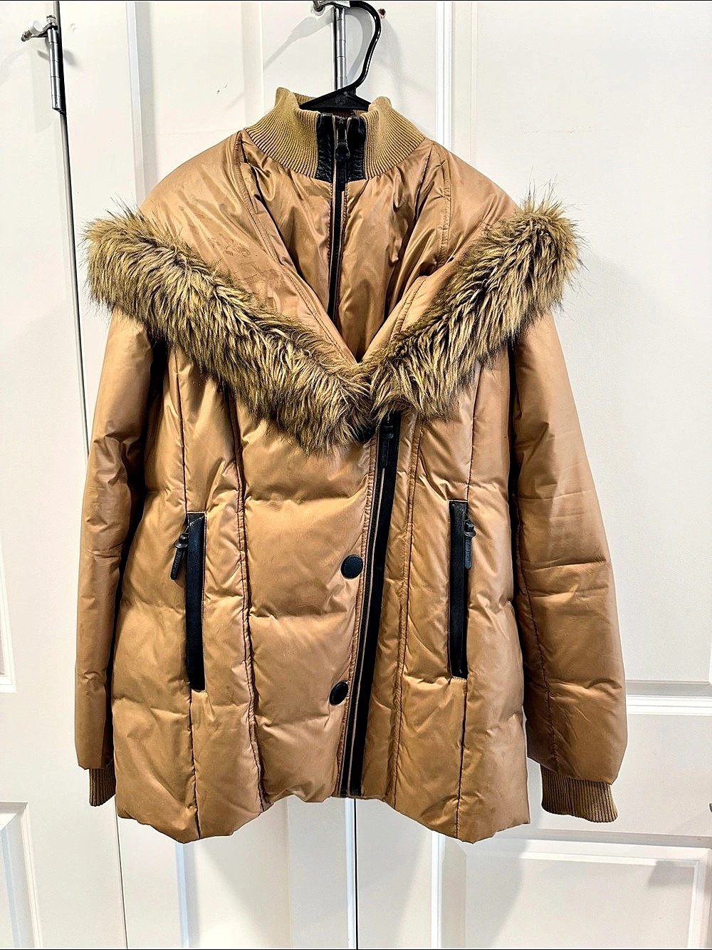 Atelier Noir Fur Trim Puffer Jacket in Brown